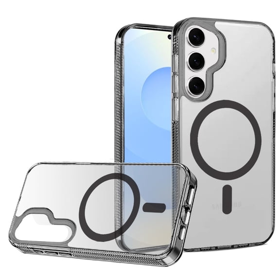 For Samsung s25/s24 PURE Transparent [Magnetic Circle] High Quality Ultra Thick Hybrid - Black