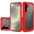 thumbnail image 1 of For Samsung s25/s24 Ultimate CaseX Transparent Hybrid Case with Metal Buttons And Camera Edges - Red, 1 of 3