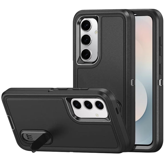 For Samsung s26 PEAK 3in1 Toughest Hybrid with Stand Cover Case - Black/Black