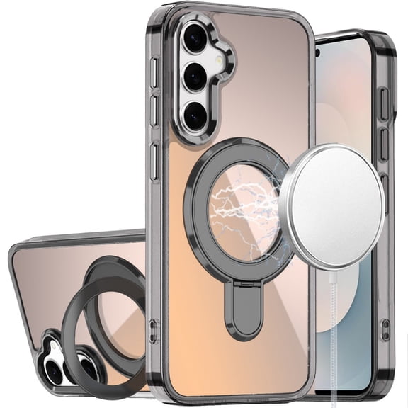 For Samsung S26+ Plus Case Radiant Chrome Magnetic Circle Stand + Tempered Glass