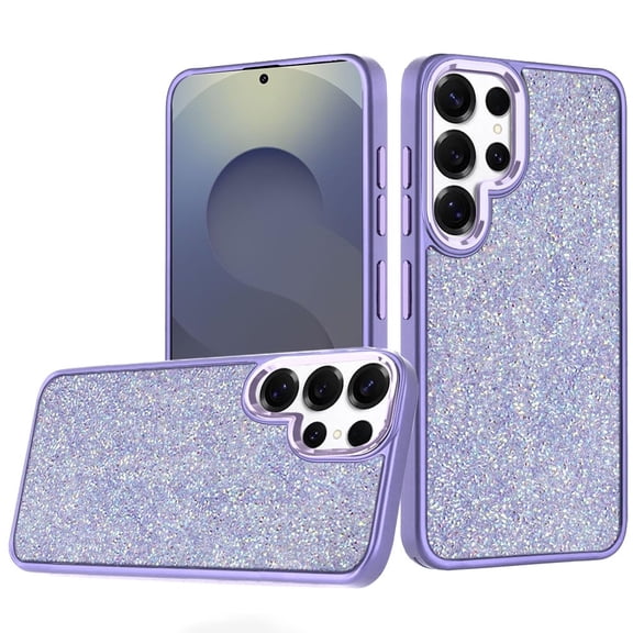 For Samsung s26 Ultra Crystal Glass Diamond with Metallic Buttons and Edges Hybrid Case - Dark Purple