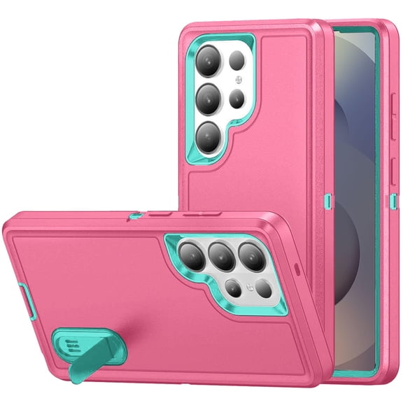 For Samsung s26 Ultra PEAK 3in1 Toughest Hybrid with Stand Cover Case - Teal/Hot Pink