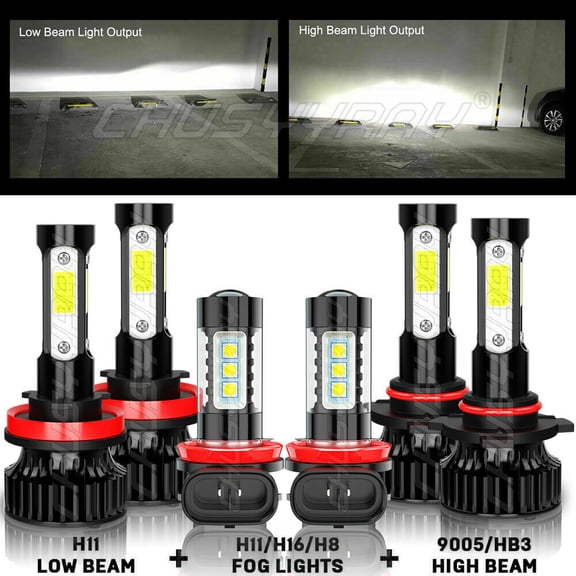 For Saturn Aura Sedan 2007-2009 LED Headlight High/Low + Fog Light Bulbs Combo