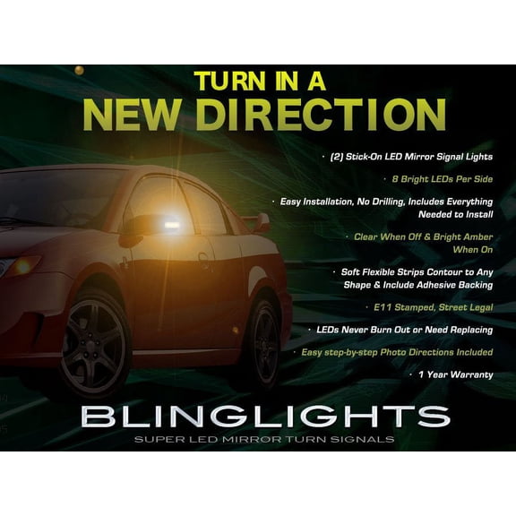 For Saturn Ion LED Side View Mirror Turnsignals Lights LEDs Mirrors Turn Signals Lamps Signal Signalers