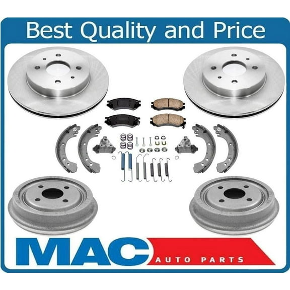 For Saturn SL SC SW 1991-2002 Frt & Rr Rotors Drums Front Pads Rear Brake Shoes