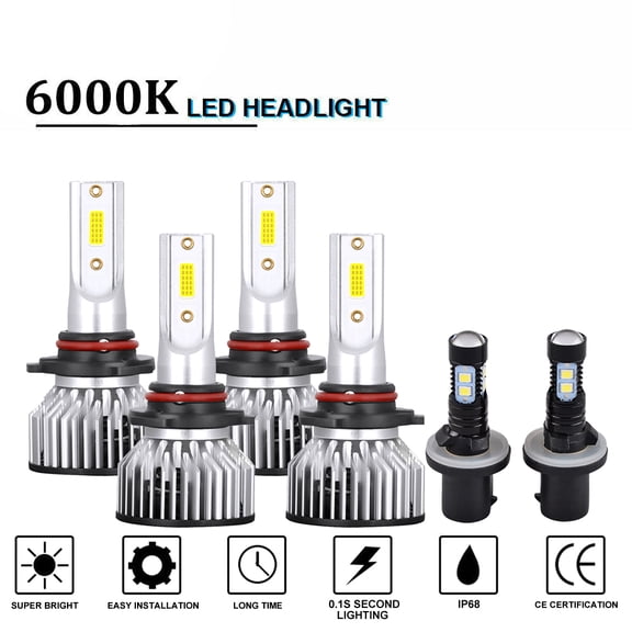 For Saturn SL Series 1996-2000 2001 2002 -6x LED Headlight Bulbs 9005 9006 High Low Beam 880 Fog Light Kit 6000K White