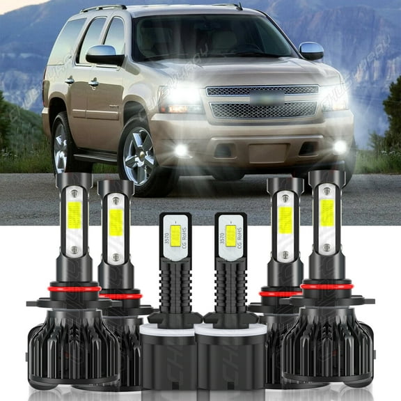 CHUSYYRAY LED Headlight High Low Beam Fog Light Bulbs Kit 6000K White for Saturn Vue 2002-2007 6Pcs