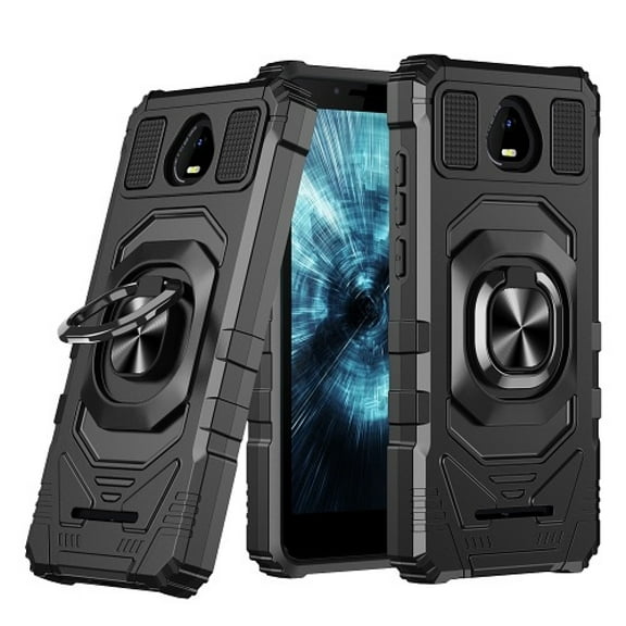 For Schok Volt SV55 SV55216 Robotic Ring Hybrid Kickstand Phone Case Cover - Black