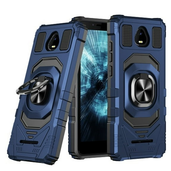 For Schok Volt SV55 SV55216 Robotic Ring Hybrid Kickstand Phone Case Cover - Blue