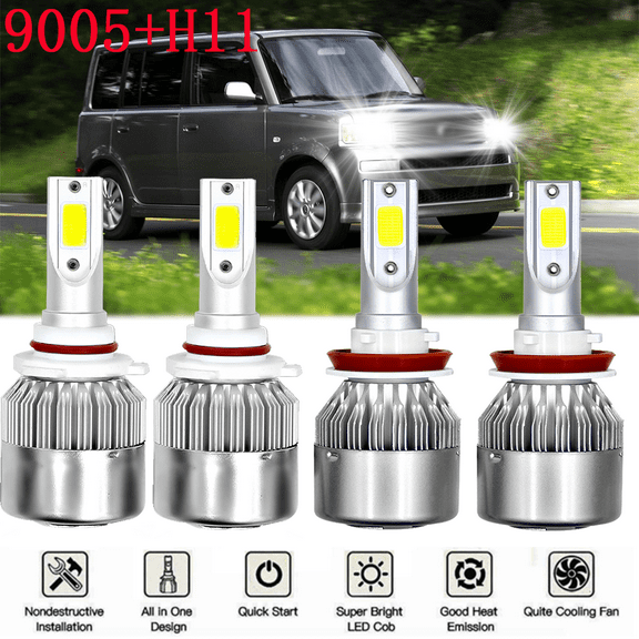 For Scion XB 2008-2015 - 6000K 4PC Front LED Headlight High Low Beam Bulbs Combo