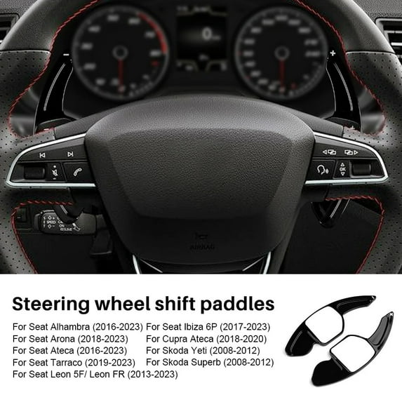 For Seat Leon FR MK3 MK4 5F ST Cupra Ateca Alhambra Arona Ateca ibiza 6P Carbon Fiber ABS Steering Wheel Paddle Shifter Sticker.