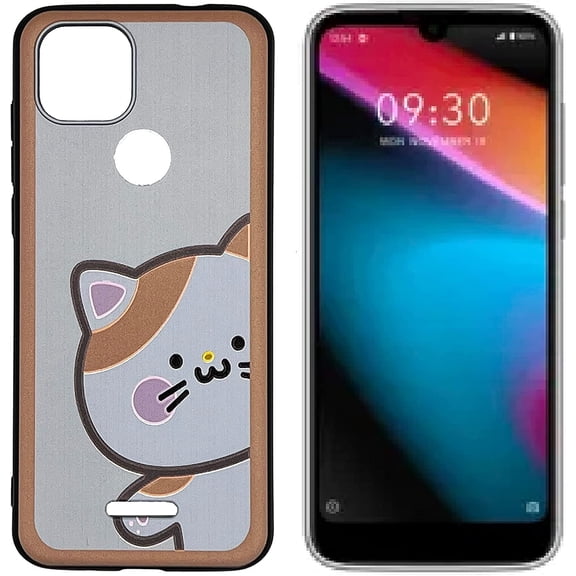 For Sense TW102 TW-102 TPU 1-piece Flexible Skin Cover Phone Case + Tempered Glass - TPU Cat Design