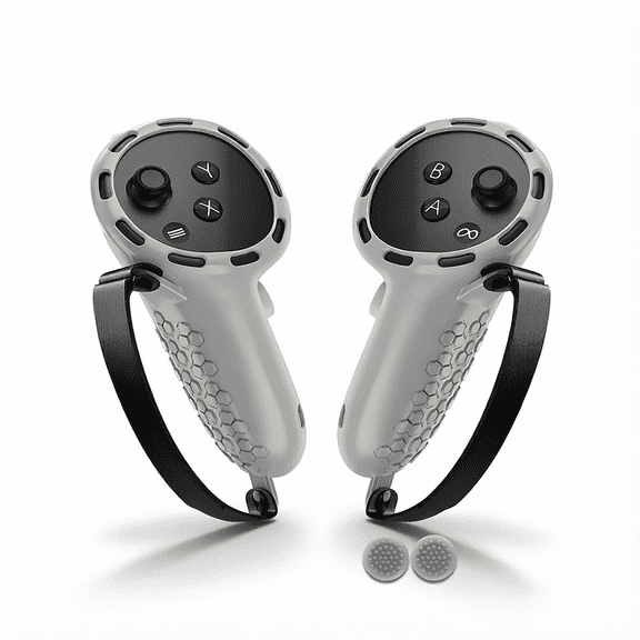 For Silicone Controller Grip Cover Compatible with Meta Quest 3S Meta Quest 3 Adjustable Knuckle Straps VR Touch Controller Accessories White