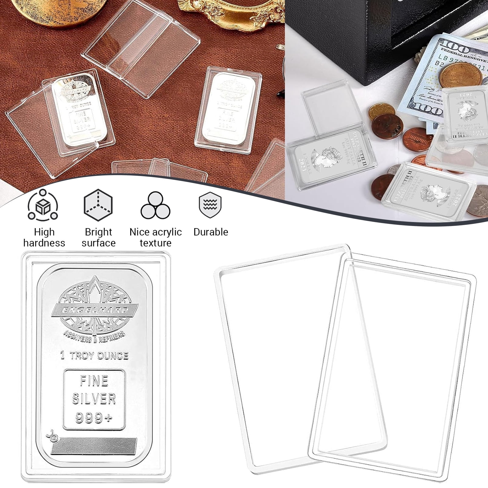 For Silver Bar Case Silver Bar Holder Clear Acrylic Storage Container ...