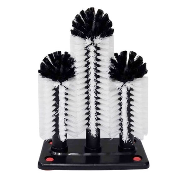 For Sink Bar Glass Cleaner with Suction Base Easy Cleaning 3 Head Bristle