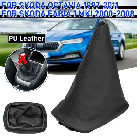 For Skoda For Octavia A4 MK1 1997-2011 Fabia 1 MKI 2000-2008 PU Leather Gaiter Boot Cover Gear Shift Knob Boot Cover