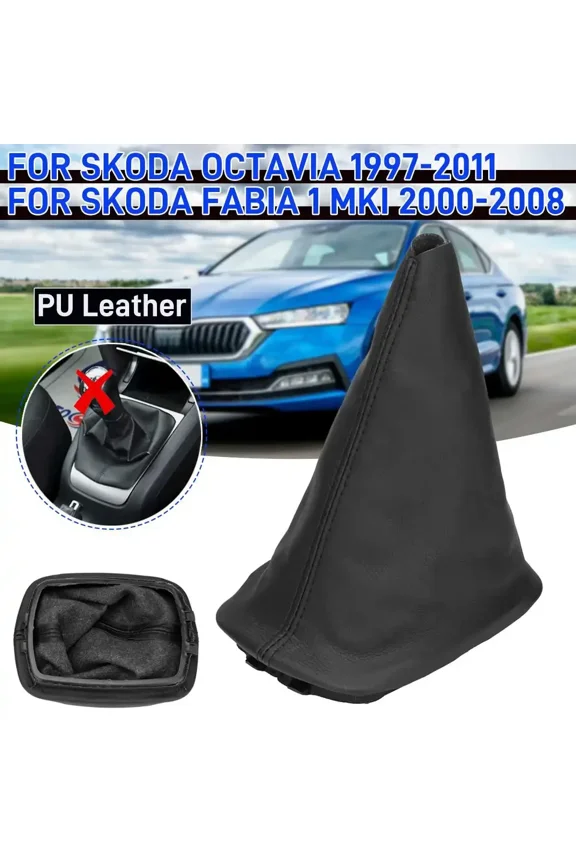 For Skoda For Octavia A4 MK1 1997-2011 Fabia 1 MKI 2000-2008 PU Leather Gaiter Boot Cover Gear Shift Knob Boot Cover