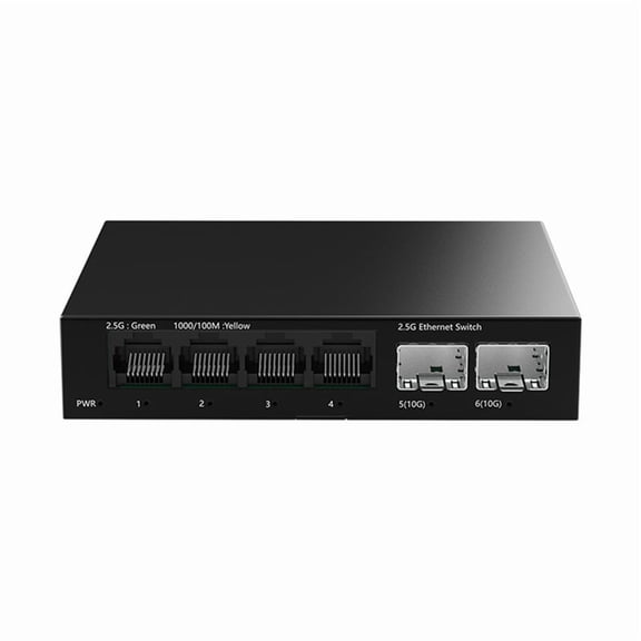 For Small Network Switch 2.5GBASE-T 4-Port with 2x 10G +, Fanless, Plug-and-Play, Desktop