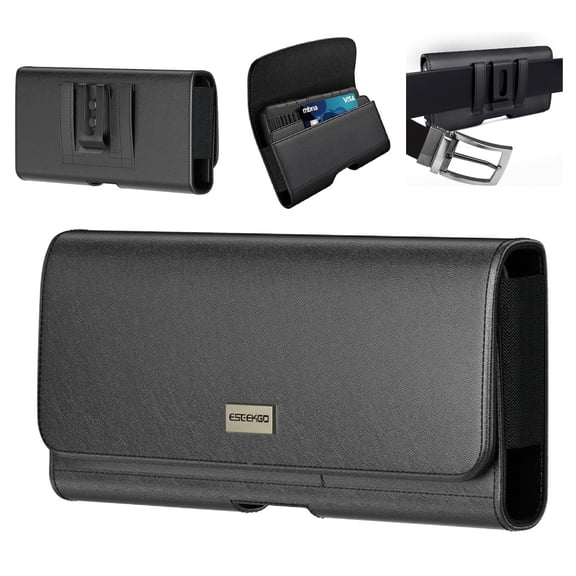For Sonim XP Pro Thermal X802 Belt Clip Credit Card 7.0 Black Pouch Case Phone Cover - (Large)