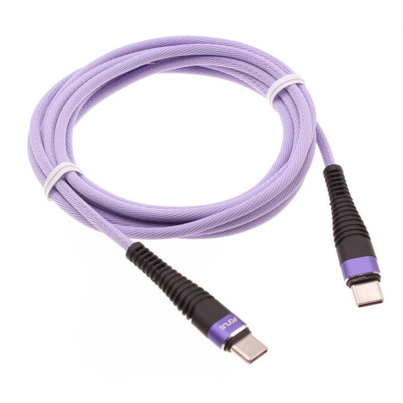 For Sonim XP3plus - Type-C to USB-C Purple 6ft PD Cable, Long Charger Cord Power Wire Sync Braided Compatible With Sonim XP3 Plus Phone