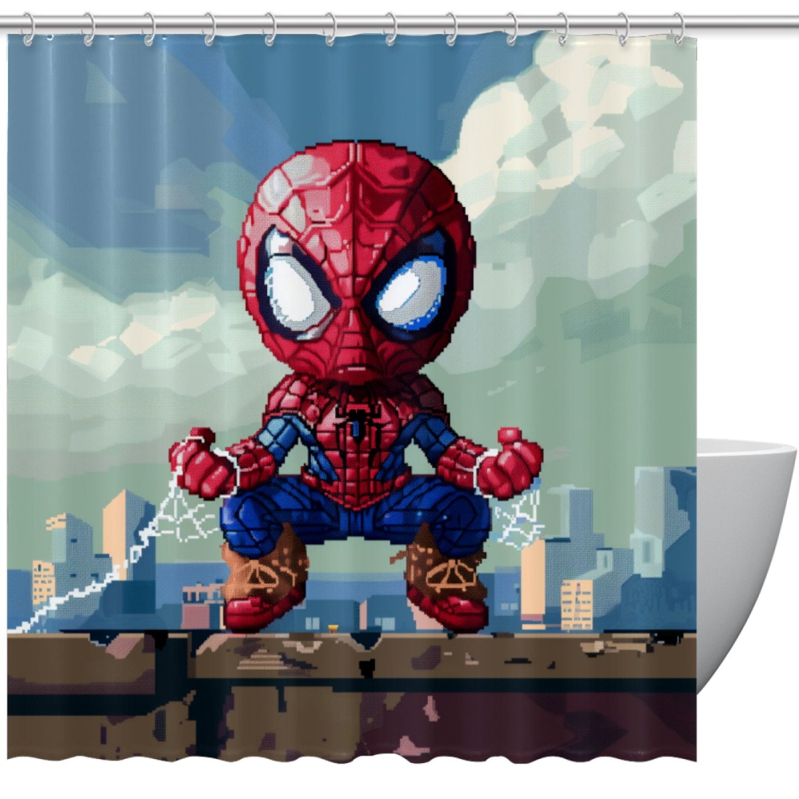 For Spiderman Waterproof Bathroom Shower Curtain Set with Hook ...