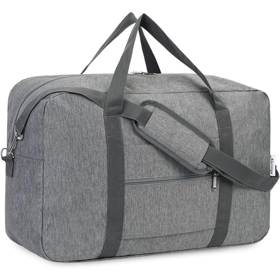 For Spirit Airlines Personal Item Bag 18x14x8 Foldable Travel Duffel Bag Tote Duffle Carry on Luggage for Women and Men 30L (Grey (With Shoulder Strap))