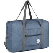 For Spirit Airlines Personal Item Bag 18x14x8 Travel Duffel Bag Underseat Foldable Carry-on Luggage for Women,Denim Blue with Shoulder Strap