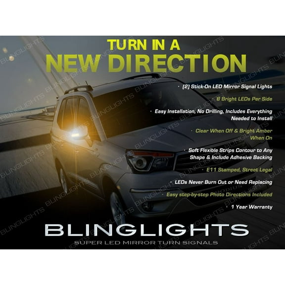 For SsangYong Rodius Side Mirrors LED Turnsignals Lights Addon Blinkers Pair