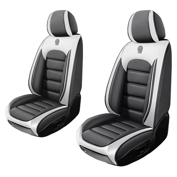 For Subaru 99% Models Leather Front Set Car Seat Covers Waterproof Durable Car Interior Protectors Universal Seat Cover for Cars(White-Gray)