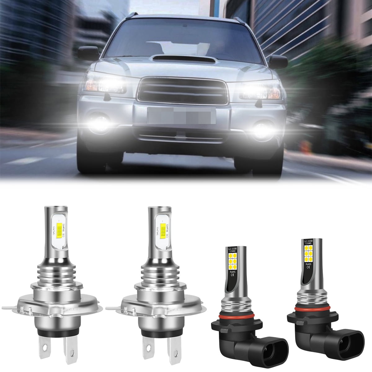 For Subaru Forester 1998 2002 LED Headlight High Low Beams Fog Lights Bulbs 4X