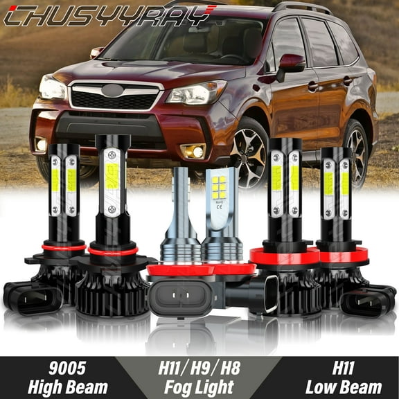 For Subaru Forester 2014-2018 LED Front Headlight High Low Beam Fog Light Bulbs Kit 6000K White 6 Pack