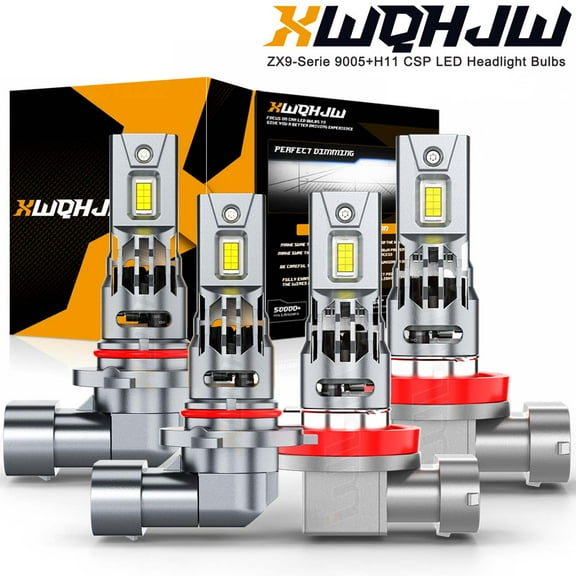 For Subaru Impreza 2008-2023 4X 9005+H11 LED Headlight Bulbs High Low Beam 6000K