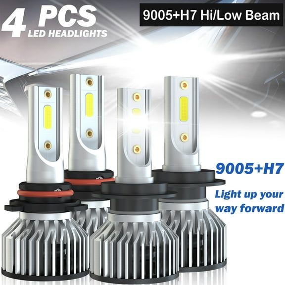 For Subaru Legacy 2005-2014 9005 H7 High+Low Beam LED Headlight Bulbs Bright White 500% Brighter than Halogen 12000LM 100W 6000K 4pcs