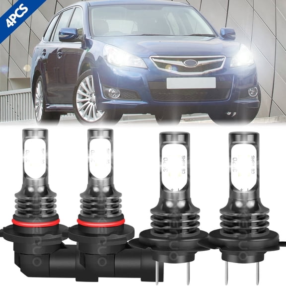 For Subaru Legacy Outback 2010-2012 LED Headlights High Low Beam 4 Bulbs Combo Kit White