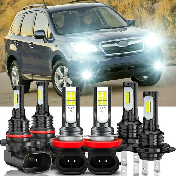 For Subaru Legacy Outback 2010-2014 6000K LED Headlight High Beam + Low Beam + Fog Light 6x