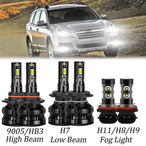 For Subaru Legacy Outback2010 2011 2012 LED Headlight Hi/Lo Beam+Fog Light Bulbs