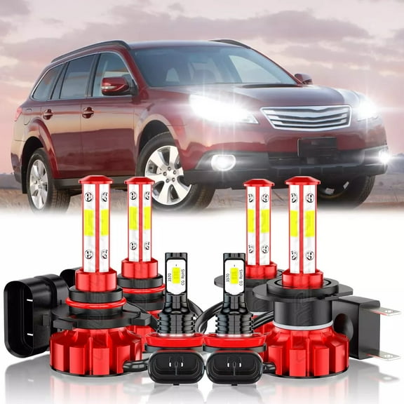 For Subaru Outback 2010-2014 LED Headlight High Low Beam Fog Light Bulbs Kit 6000K Pure White 6x