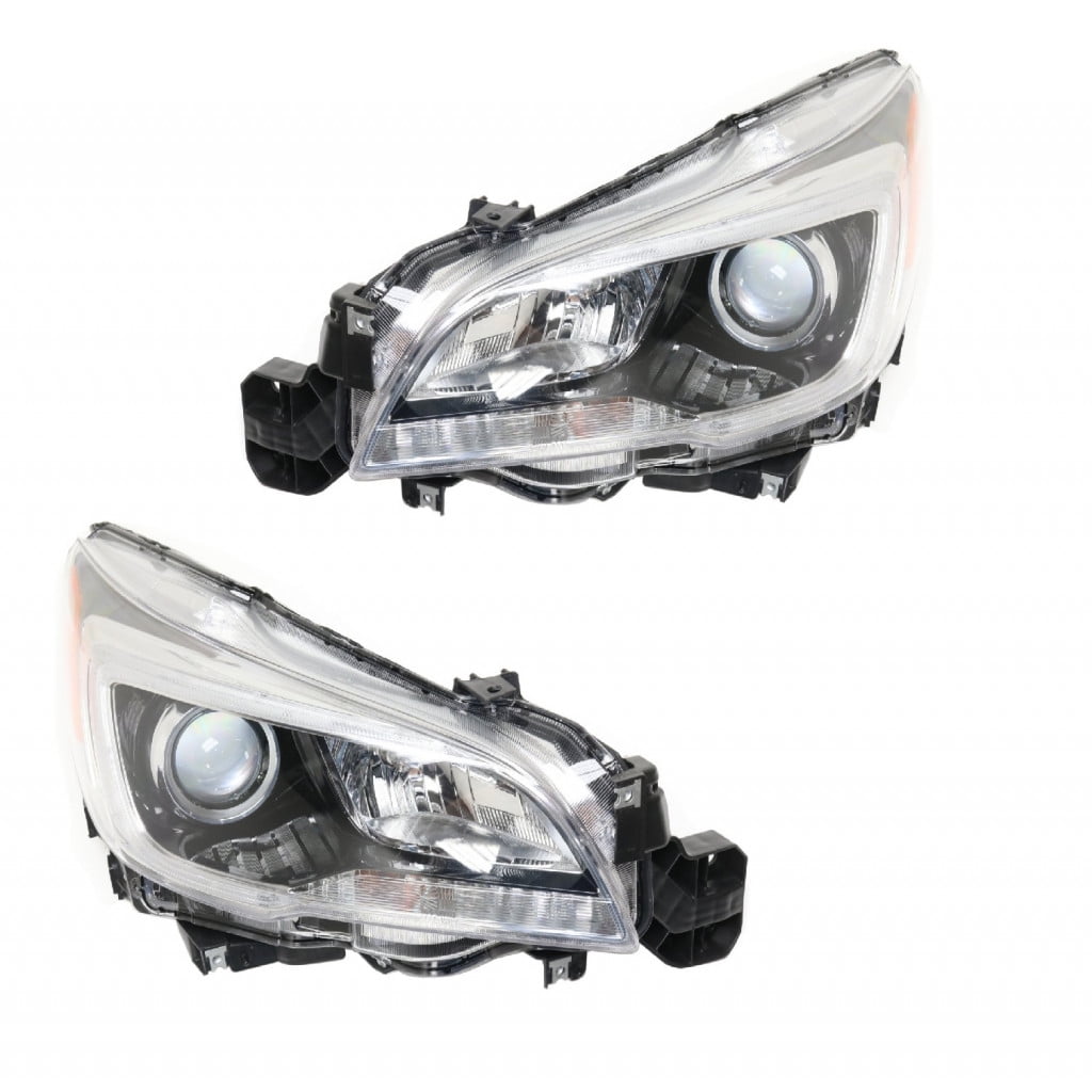 For Subaru Outback Headlight Assembly 2015 2016 2017 Pair Driver and Passenger Side w/ Bulbs Black Housing DOT Certified Replacement For SU2502149