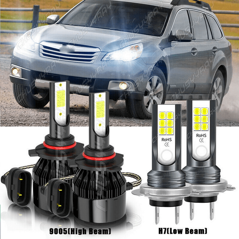 For Subaru Outback Legacy 2005 2014 White High Low Beam LED Headlight Bulbs 6000K