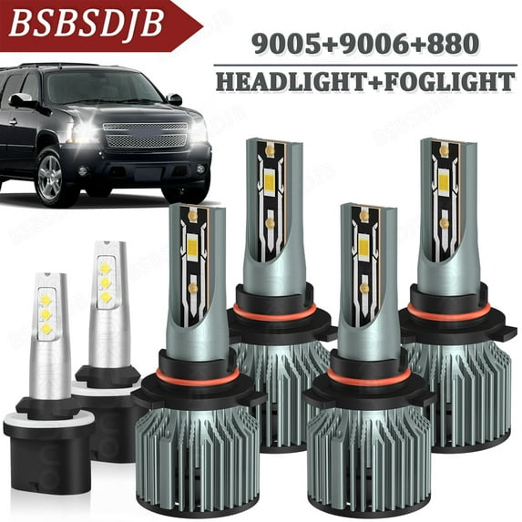 For Suburban 1500 2500 2002-2006 LED Headlight High Low Beam + Fog Light Bulbs