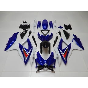 For Suzuki 2008 2009 2010 GSX-R600/750 Glossy White Blue Injection Fairing Plastic Bodywork Windscreen Precut Heatshield