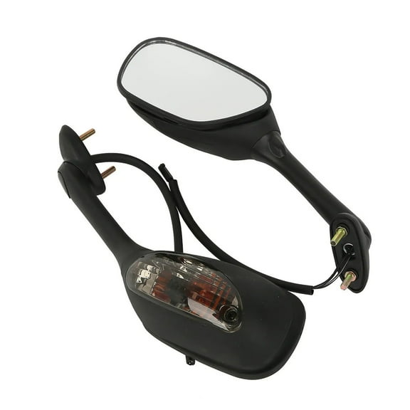 For Suzuki GSXR 1000 600 750 Compatible Rearview Mirrors with Turn Signal, Black Shell, Amber Lights, Wide Rear View