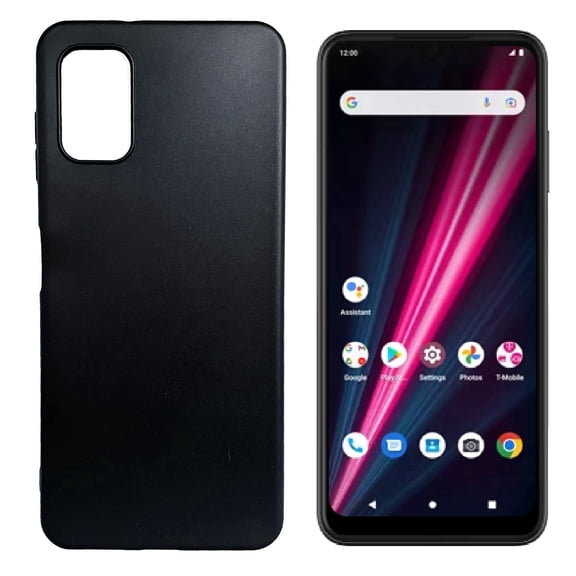 For T-Mobile REVVL 6 5G TMAF025G TPU 1-Piece Cover Phone Case + Tempered Glass - Black