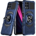 thumbnail image 1 of For T-Mobile REVVL 6 Pro 5G TMAF035G Robotic Kickstand Cover Phone Case + Tempered Glass - Blue, 1 of 5