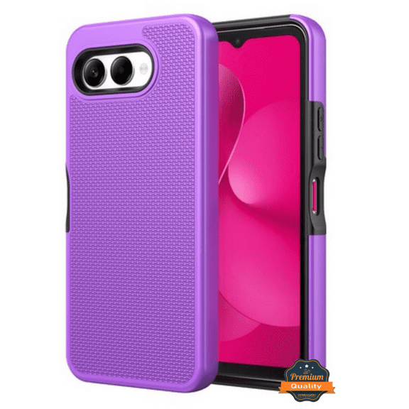 For T-Mobile REVVL 8 2025 Rugged Hybrid Dual Layer Shockproof Case TPU + PC Cover [Purple]
