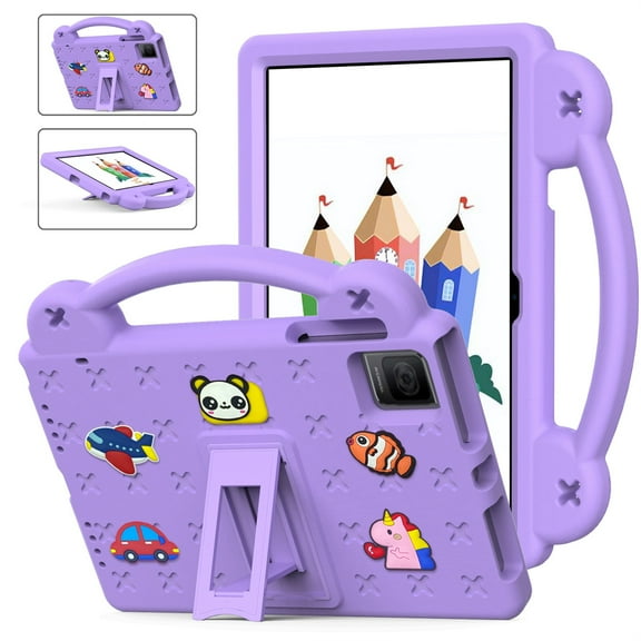 For T-Mobile REVVL Tab 5G Tablet 10.36 inch 2023,Cute Kids Kawaii Cover 3D Cartoon Handle & Stand Soft Silicone Shockproof Lightweight Rugged EVA Foam Case,Lightpurple