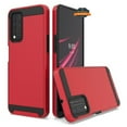 thumbnail image 1 of For T-Mobile Revvl 6 5G Slim Fit Rugged TPU + Hard PC Brushed Metal Texture Hybrid Dual Layer Armor Shockproof Phone Case Cover by Xpression - Red, 1 of 8
