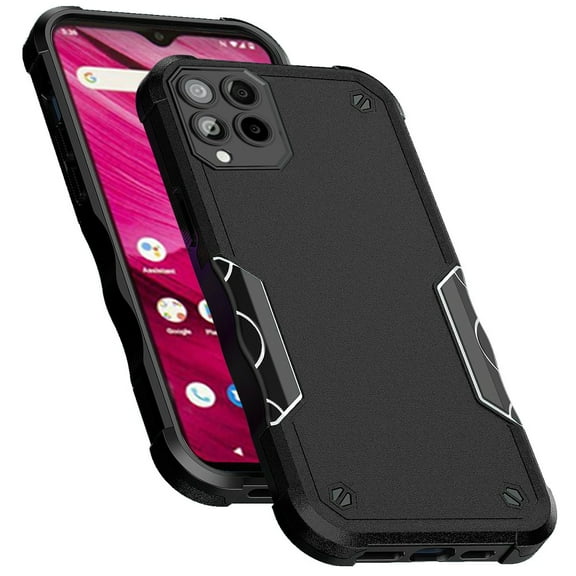 For T-Mobile Revvl 6 5G Slim Tough Shockproof Hybrid Heavy Duty Dual Layer TPU Bumper Rugged Rubber Defend Armor Cover ,Xpm Phone Case [ Black ]