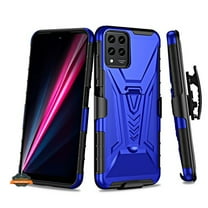 For T-Mobile Revvl 6 5G Swivel Belt Clip Holster with Built-in Kickstand, Heavy Duty Hybrid 3in1 Shockproof Defender Phone Case Cover by Xpression - Blue