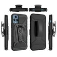thumbnail image 1 of For T-Mobile Revvl 6 Case Holster Belt Clip Kickstand Design Phone Cover With Free Tempered Glass Screen Protector - Black, 1 of 5